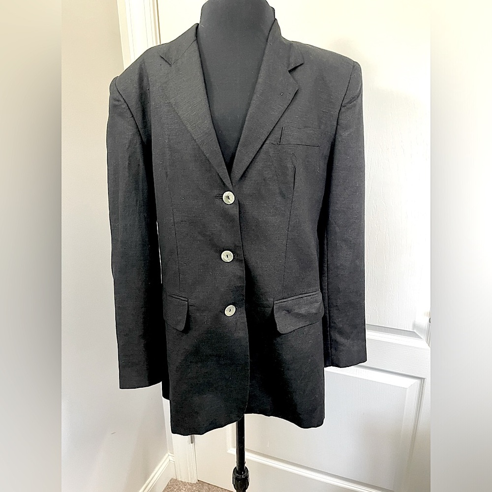 Vintage Parisian Signature Women’s linen Blazer Size 10 Black. Sku178